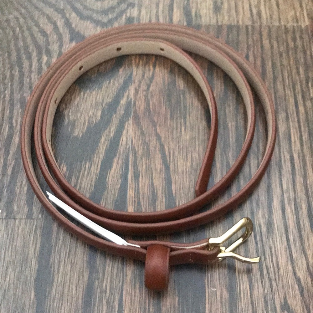 Ann Taylor thin brown belt with dustbag and tags